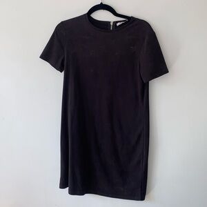 Zara black T-shirt shift dress faux suede size small